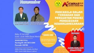 Read more about the article Seminar Online Series Ketiga LabPPKn : “Pancasila Dalam Tindakan Dan Penguatan Posisi Pendidikan Kewarganegaraan”