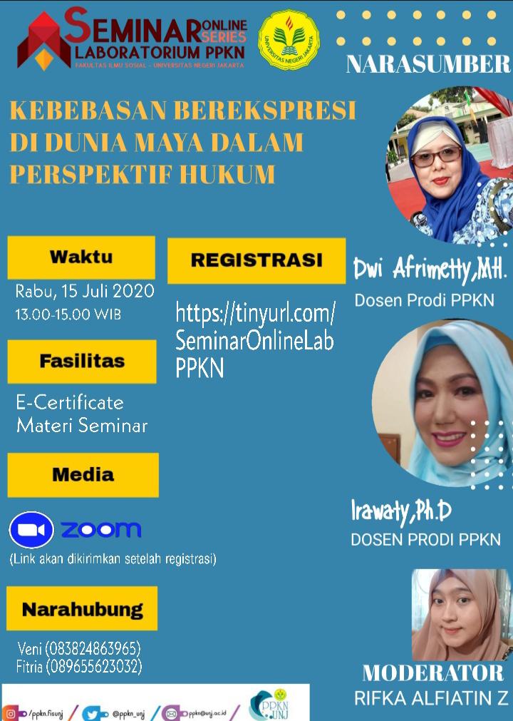 Read more about the article Seminar Online Series Kedua LabPPKn:  “Kebebasan Berekspresi di Dunia Maya dalam Perspektif Hukum”